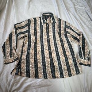 Vintage Milano Striped Button Down Shirt Women’s Large Flowy Lightweight Blouse